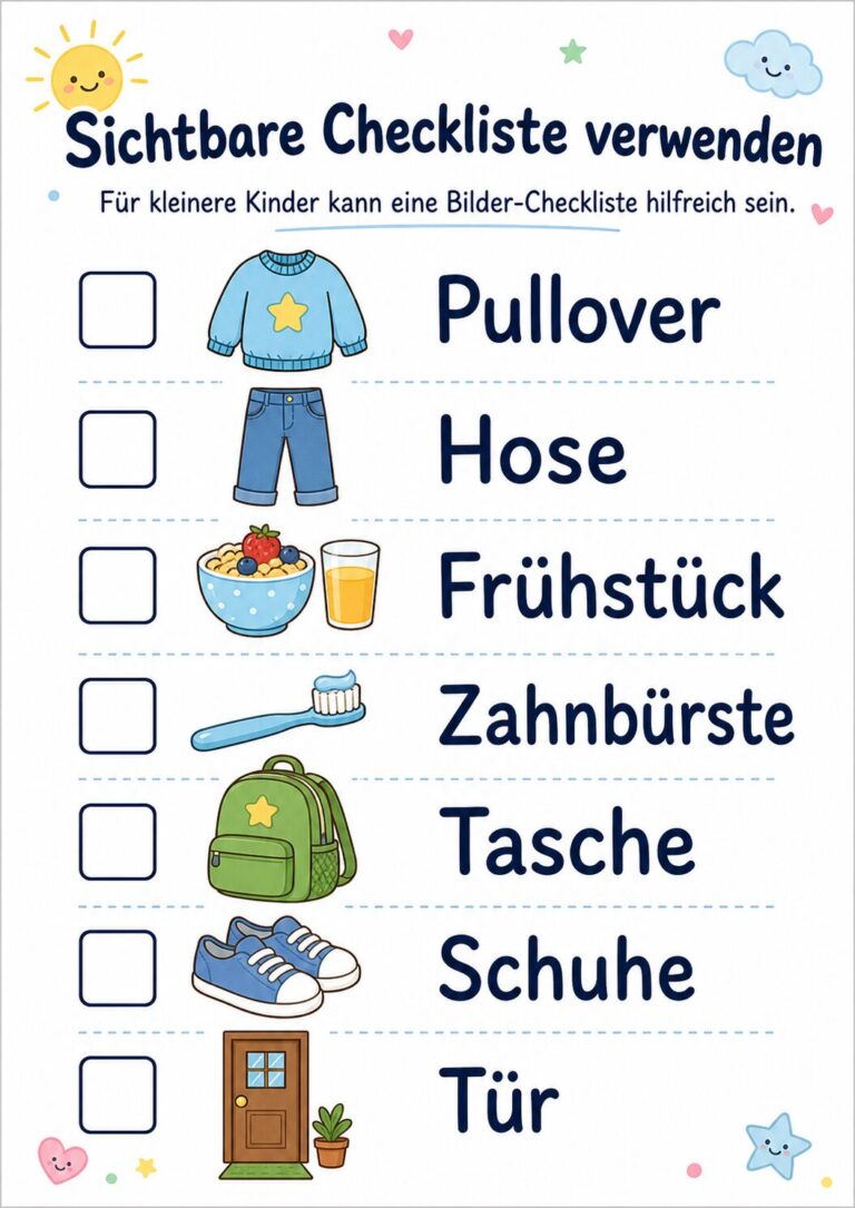 checkliste für kinder am morgen