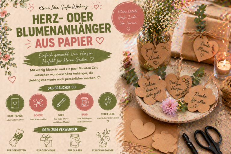 herz oder blumenanhänger aus papier