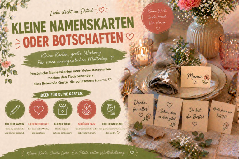 kleine namenskarten oder botschaften
