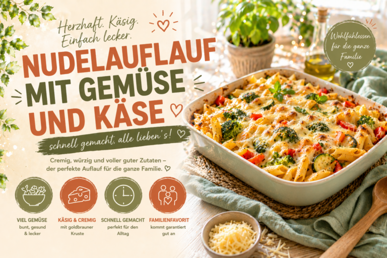 nudelauflauf mit gemüse und käse